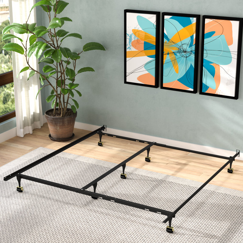 Alwyn Home Caulkins Heavy Duty Adjustable Metal Bed Frame with Double